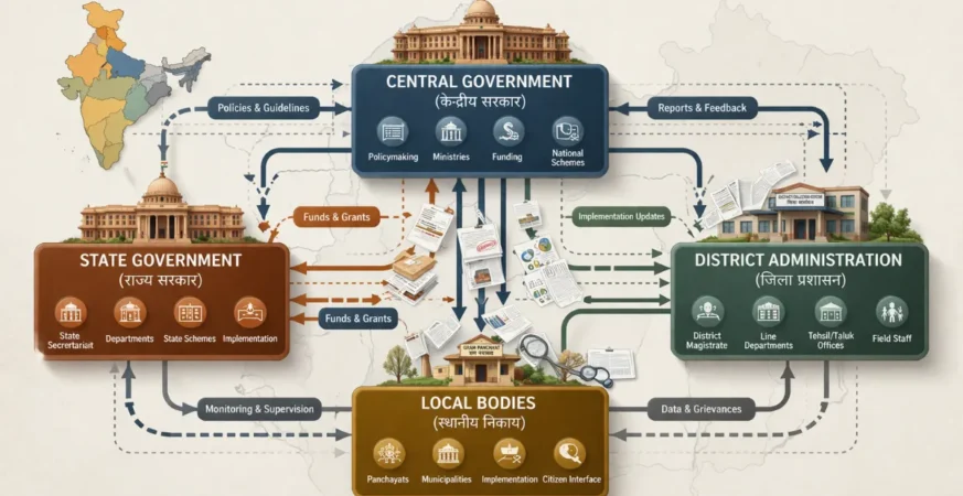 Administrative layers in India illustrating policy execution structure