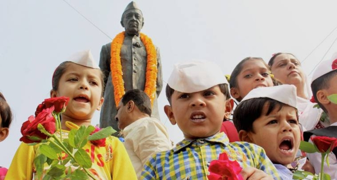 Children celebrating Children’s Day in Indian school
