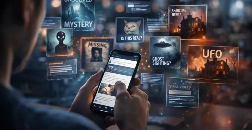 Comparison between factual news and Internet Lore narratives online