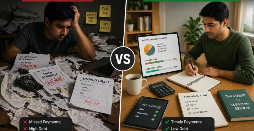 Comparison of financial habits impacting credit score in Finance & Banking India