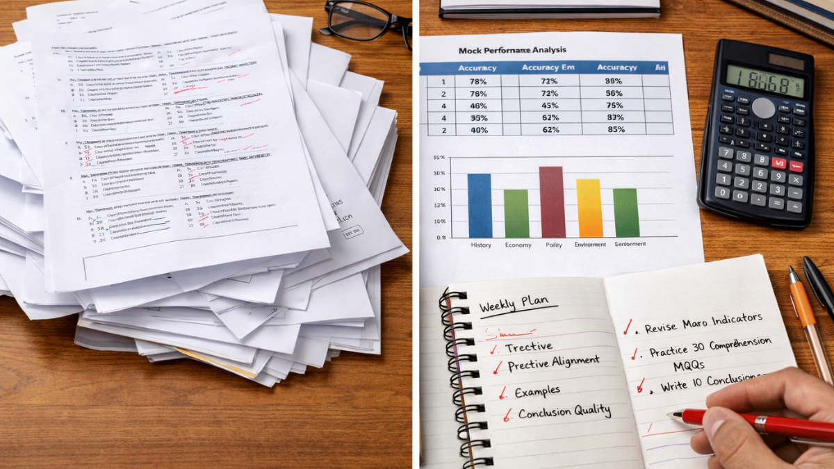 Comparison of unstructured preparation vs organized self evaluation government exams performance tracking system.
