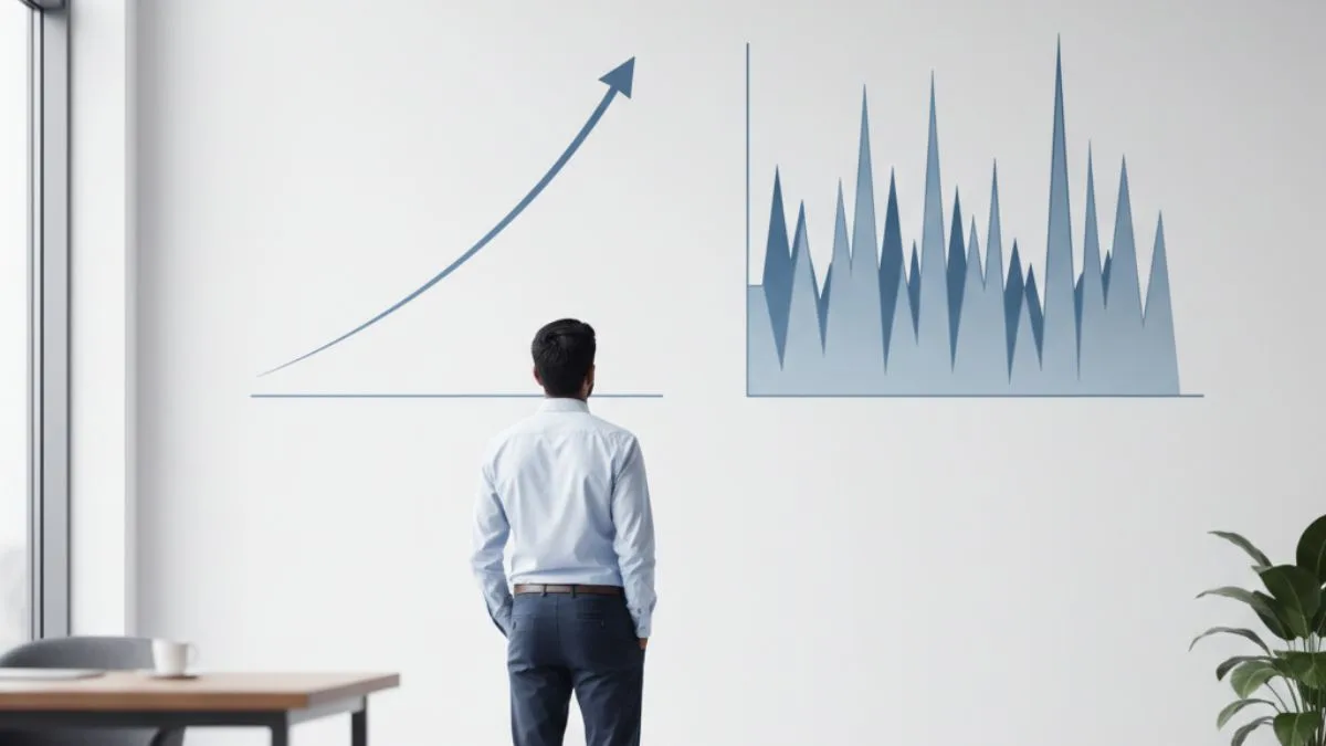 Customer-First Startup Model showing steady compounding growth compared to funding spikes