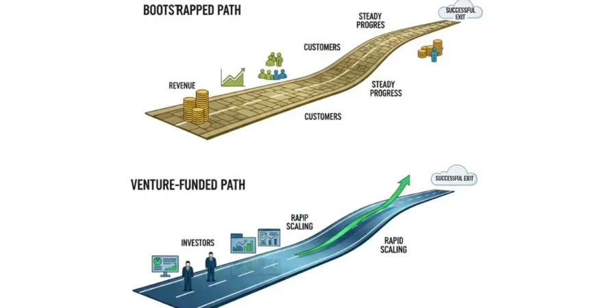 Differences in governance and growth between bootstrapped and venture-funded startups