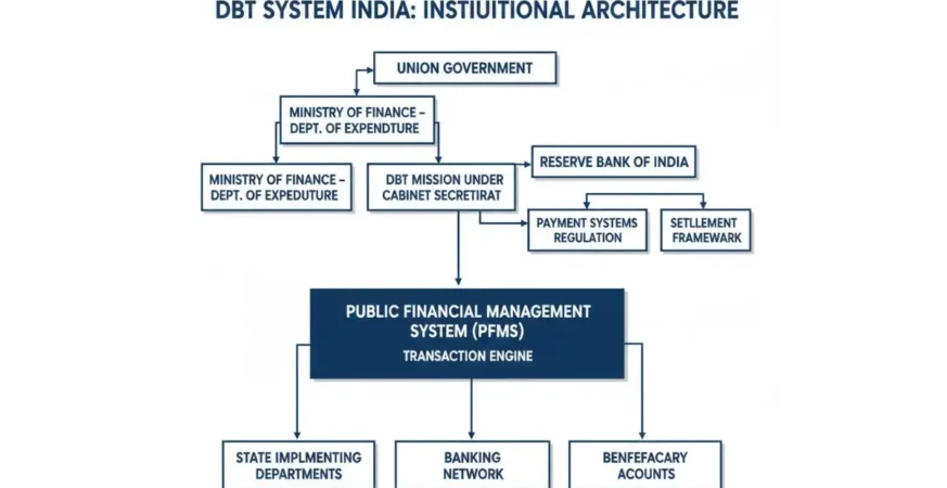 Direct Benefit Transfer System governance structure mapping central ministries, RBI oversight, and state implementation layers
