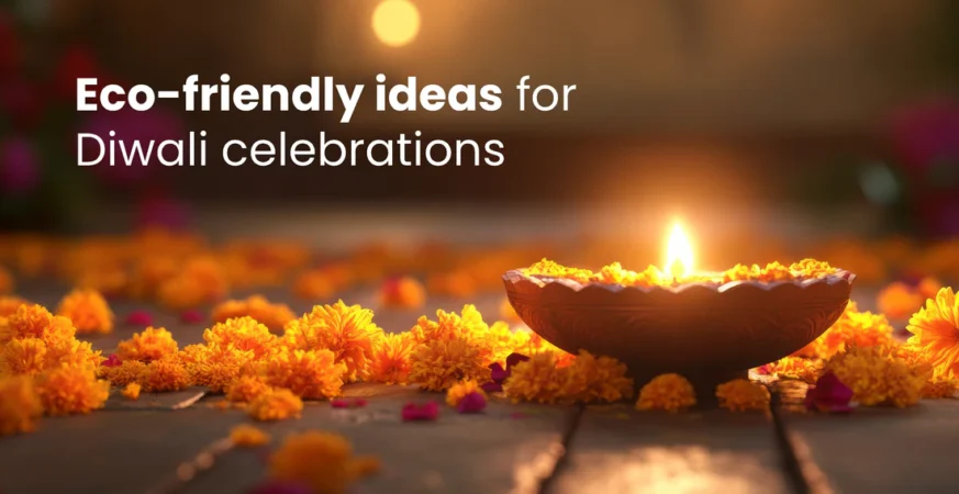 Eco-Friendly Diwali celebration with clay diyas and natural decorations in India 2025