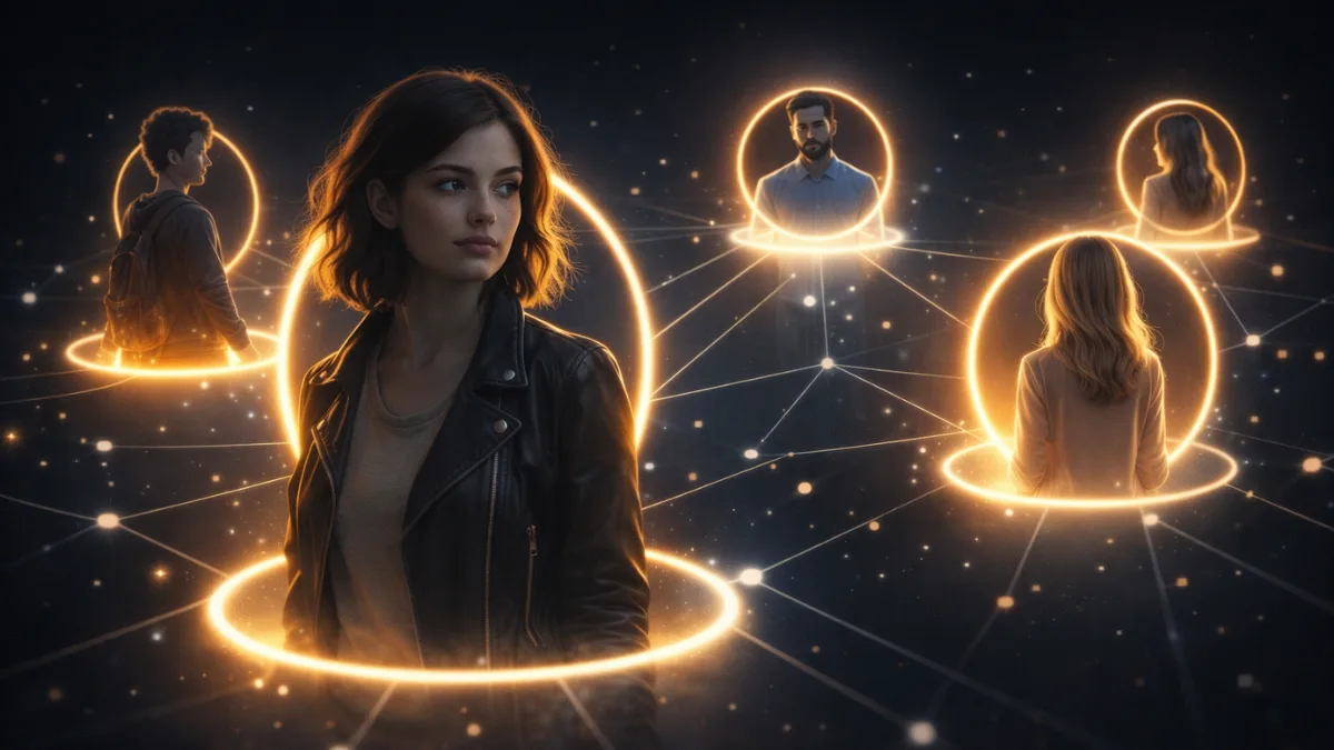 Everyone is the main character concept illustration showing interconnected lives