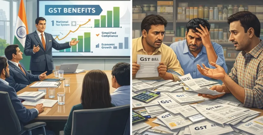 GST structure in India showing unified tax reform across multiple sectors