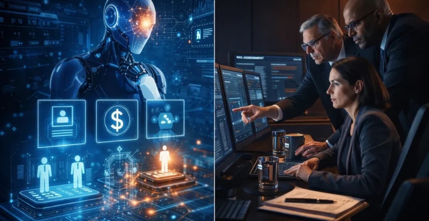 Human oversight vs AI automation decision-making concept