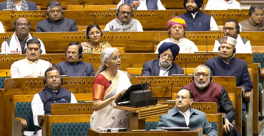 Indian Parliament budget session presentation scene