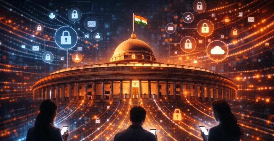 Indian Parliament debating digital privacy laws and data protection