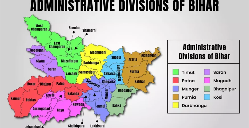 Map of Bihar highlighting key constituencies voting in the final phase of the 2025 Assembly elections.