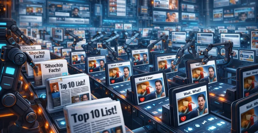 Mass production of low-quality digital content representing Internet Slop