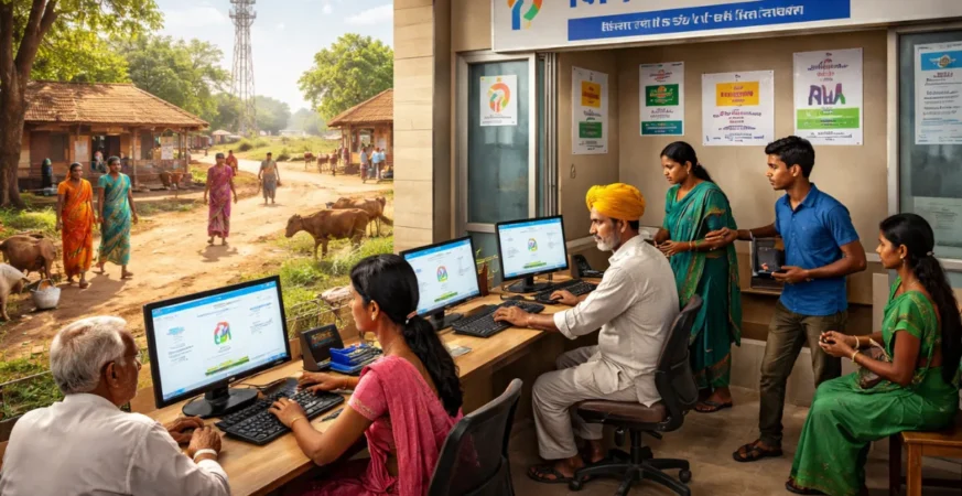 Rural digital service center showing Digital India Programme impact in villages