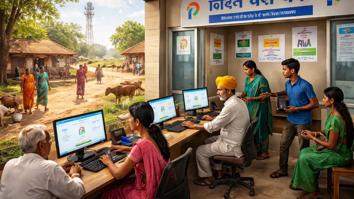 Rural digital service center showing Digital India Programme impact in villages