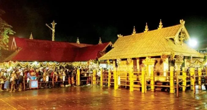 Sabarimala temple during annual festival in Kerala