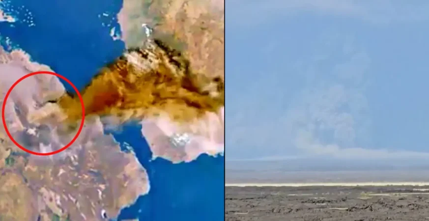 Satellite image showing volcanic ash from Ethiopia moving toward India (1)
