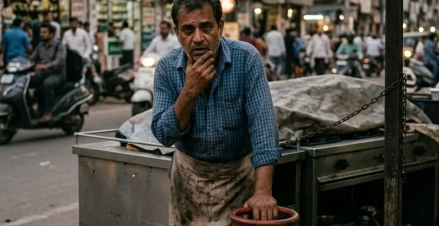 Small food vendor affected by LPG price hike and gas cylinder shortage in India
