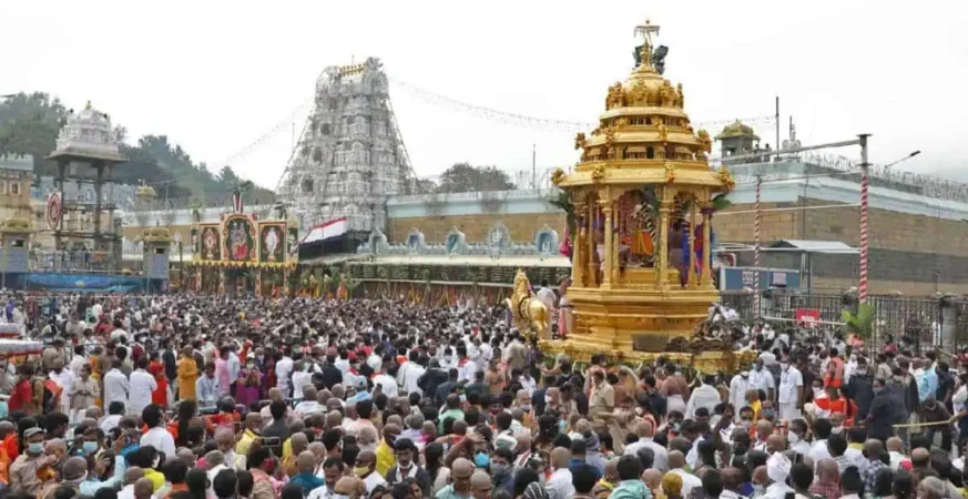 Devotees gather outside the Venkateswara Swamy Temple in Srikakulam after the tragic Andhra Pradesh temple stampede that claimed nine lives.