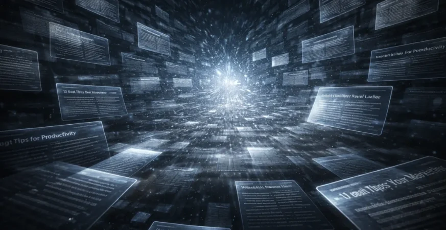 Visual representation of AI Content Problem causing uniform and repetitive online content
