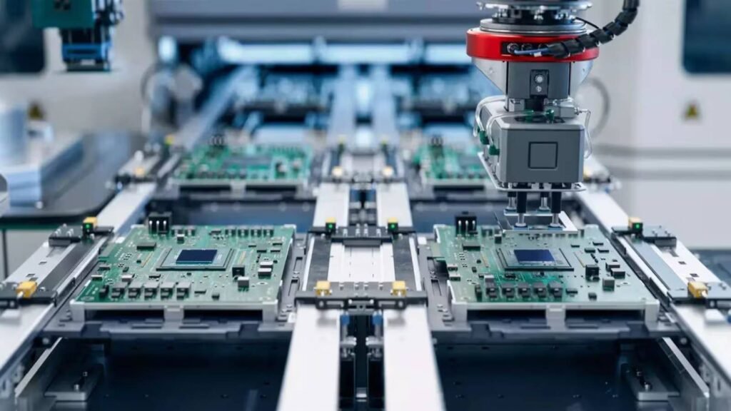 Industrial electronics assembly line inside an Indian manufacturing plant
