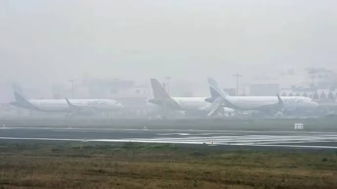 Runway lights and instrument landing system guiding aircraft during low visibility conditions