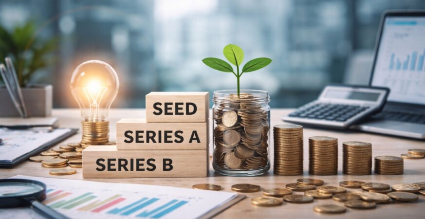 The pre-seed stage focuses on refining the idea, building a prototype, and testing the market.