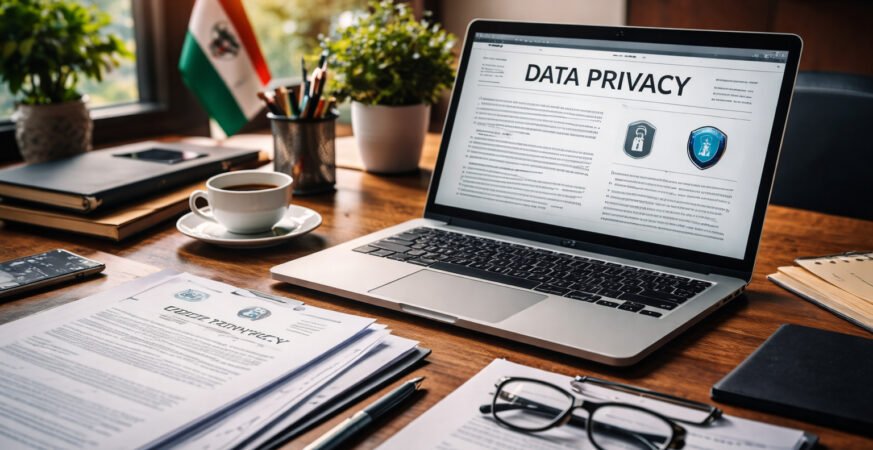Data privacy India law concept showing digital security and personal data protection