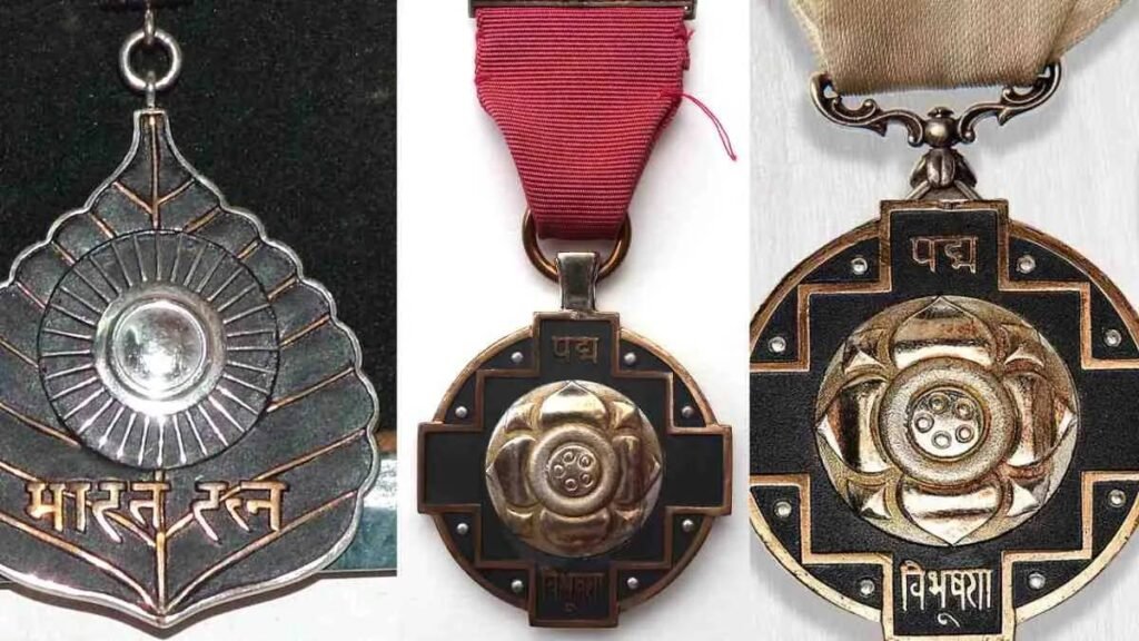 Recipient receiving an Indian civilian award for exceptional contribution to society.