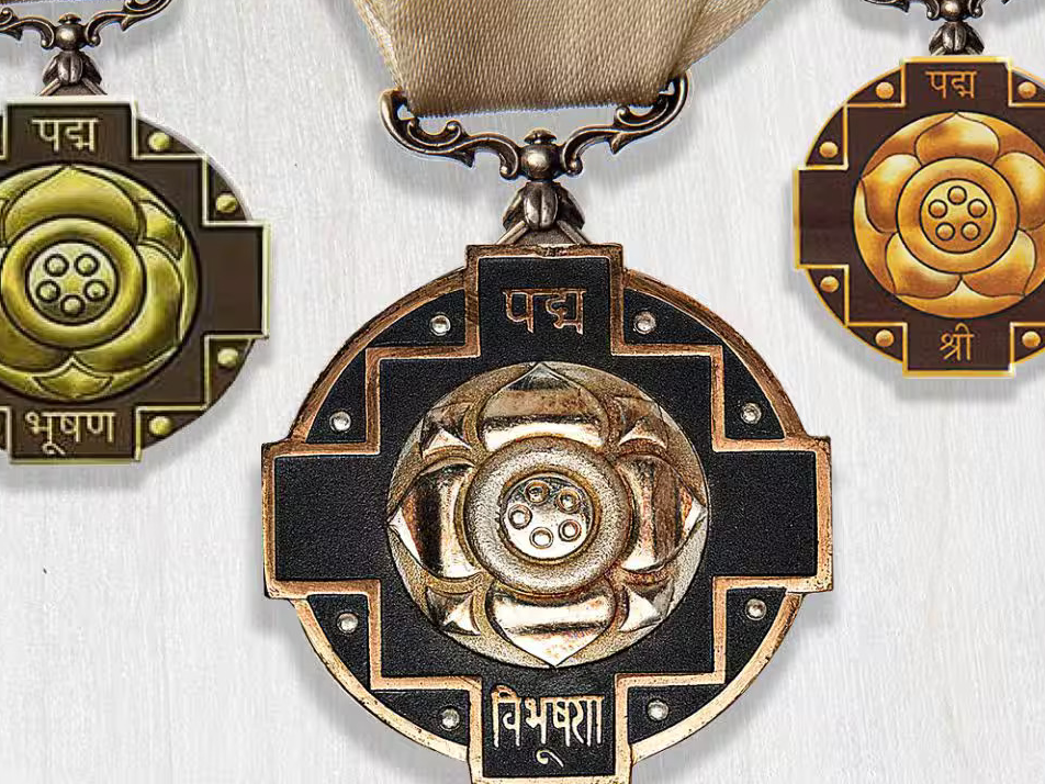 Padma Vibhushan, Padma Bhushan and Padma Shri medals showcasing India’s civilian honours.