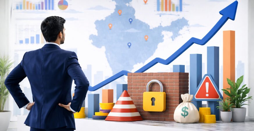 Scaling Indian startups showing growth barriers, funding challenges, and market complexity in India