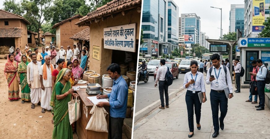 rural vs urban development india showing disparity and policy challenges