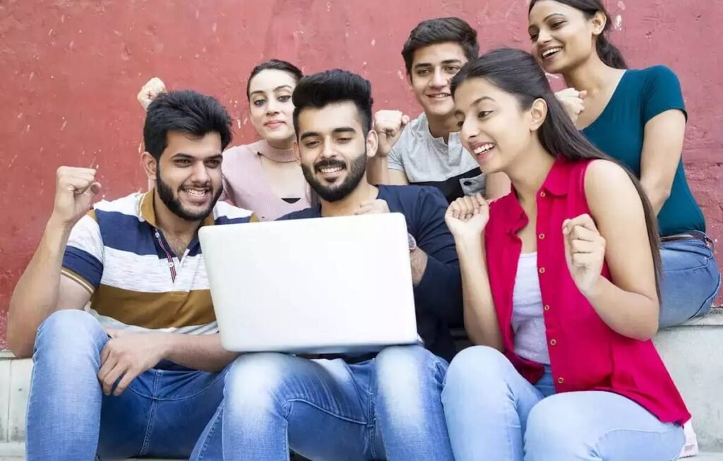 Indian students studying and collaborating in a modern educational environment.