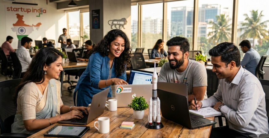 Startup India initiative branding representing policy framework under Government Schemes for Startups in India.