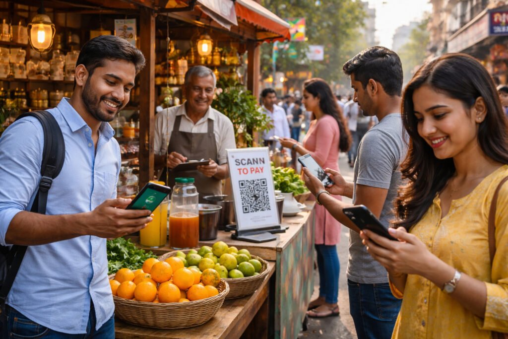 Digital payments ecosystem in India with UPI transactions and mobile banking usage